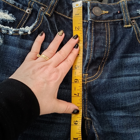 US27👖Buffalo David Bitton Mi-waist  Skinny Jeans - Dark Blue Distressed - Picture 7 of 12